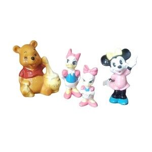 Walt Disney Productions Porcelain Figurine Lot Pooh Daisy Minnie Japan Vintage
